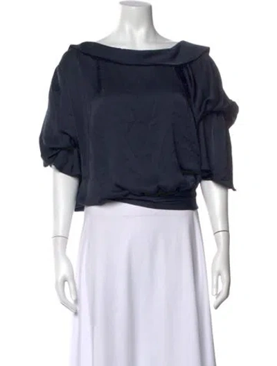 Pre-owned Ramy Brook One-shoulder Long Sleeve Blouse In Blue