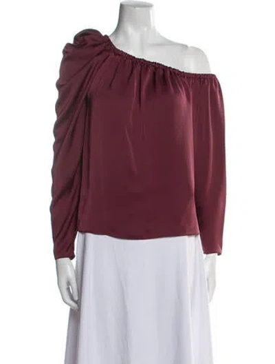 Pre-owned Ramy Brook One-shoulder Long Sleeve Blouse In Burgundy