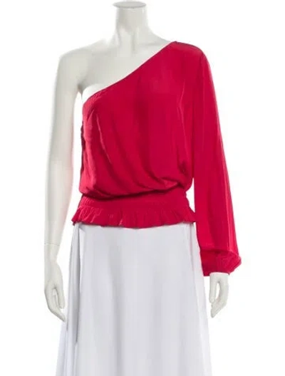 Pre-owned Ramy Brook One-shoulder Long Sleeve Blouse In Red