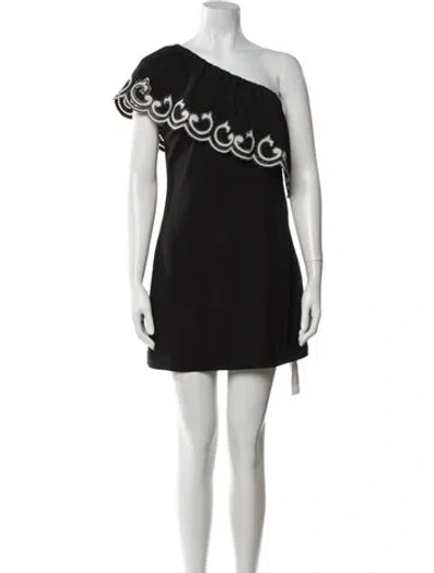 Pre-owned Ramy Brook One-shoulder Mini Dress In Black