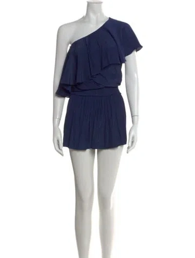 Pre-owned Ramy Brook One-shoulder Mini Dress In Blue