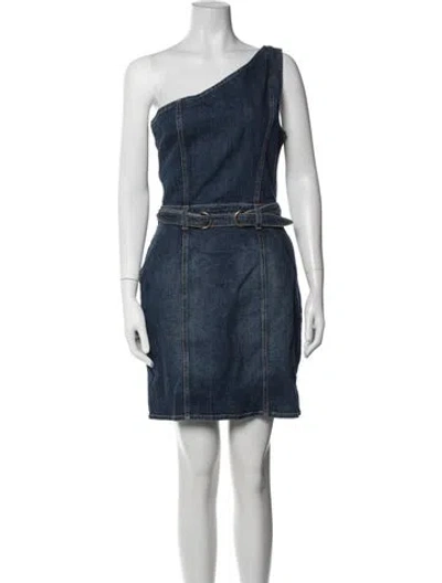 Pre-owned Ramy Brook One-shoulder Mini Dress In Blue