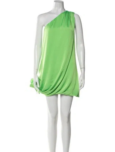 Pre-owned Ramy Brook One-shoulder Mini Dress In Green
