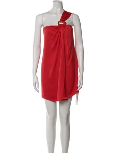 Pre-owned Ramy Brook One-shoulder Mini Dress In Red