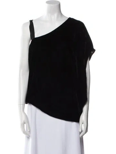 Pre-owned Ramy Brook One-shoulder Short Sleeve Top In Black