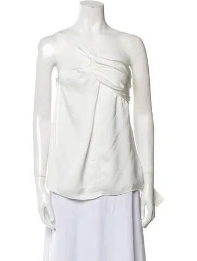 Pre-owned Ramy Brook One-shoulder Sleeveless Blouse In White