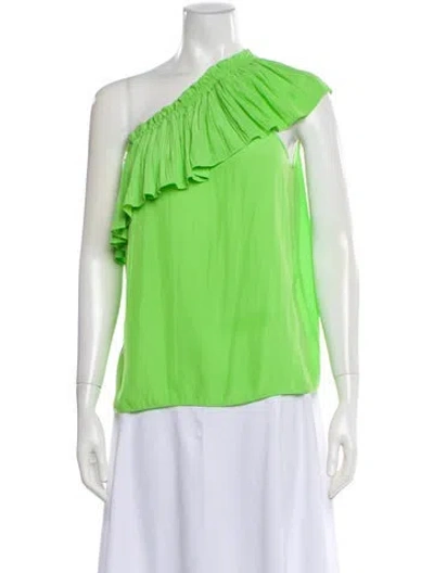 Pre-owned Ramy Brook One-shoulder Sleeveless Top In Green