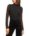 Ramy Brook Opal Diamond Velvet Long Sleeve In Black Diamond In Black Diamond