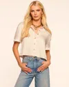 Ramy Brook Ophelia Button Down Short Sleeve Top In Sandstone