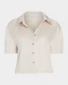 Ramy Brook Ophelia Cropped Button-front Shirt In Sandstone