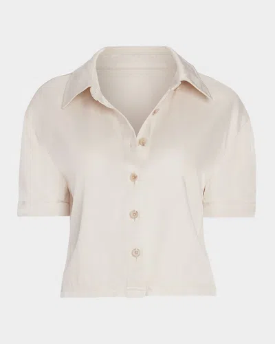 Ramy Brook Ophelia Cropped Button-front Shirt In Sandstone