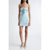 Ramy Brook Orion Satin Bodice Strapless Minidress In Blue