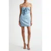 Ramy Brook Orion Satin Bodice Strapless Minidress In Dream Blue