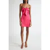 Ramy Brook Orion Satin Bodice Strapless Minidress In Hot Pink