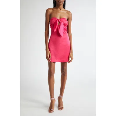 Ramy Brook Orion Satin Bodice Strapless Minidress In Hot Pink