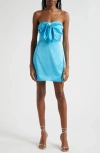 Ramy Brook Orion Satin Bodice Strapless Minidress In Isola Blue