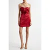 Ramy Brook Orion Satin Bodice Strapless Minidress In Ruby