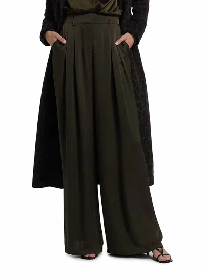 Ramy Brook Oscar Pleated Wide Leg Pants In Green