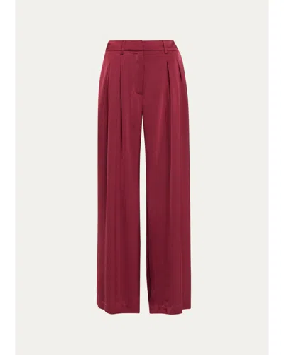 Ramy Brook Oscar Pleated Wide-leg Pants In Red