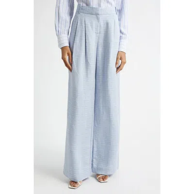Ramy Brook Oscar Wide Leg Linen Blend Pants In Blue