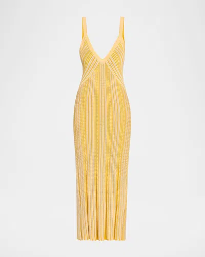 Ramy Brook Paetyn Striped Midi Dress In Daisy Yellow Stripe