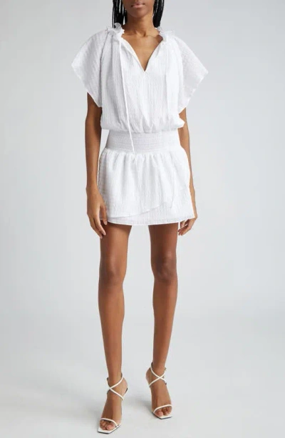 Ramy Brook Paisleigh Seersucker Minidress In Ivory Textured Cotton