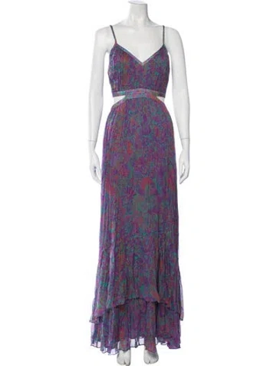 Pre-owned Ramy Brook Paisley Print Long Dress In Purple