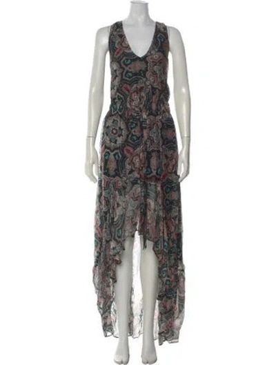 Pre-owned Ramy Brook Paisley Print Long Dress W/ Tags In Multi