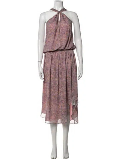 Pre-owned Ramy Brook Paisley Print Midi Length Dress In Pink