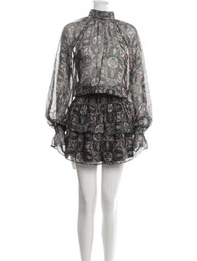 Pre-owned Ramy Brook Paisley Print Mini Dress In Black
