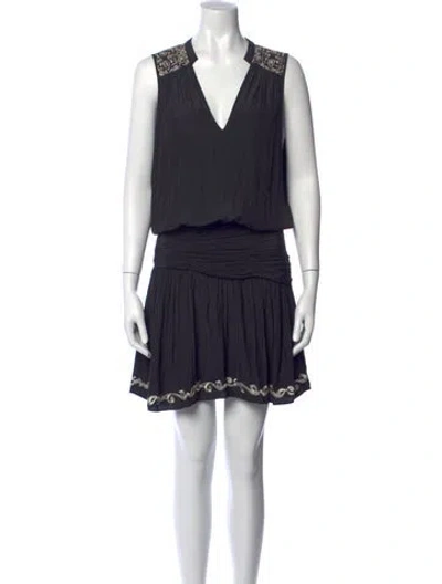 Pre-owned Ramy Brook Paisley Print Mini Dress In Black