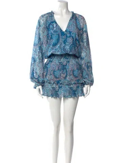 Pre-owned Ramy Brook Paisley Print Mini Dress In Blue