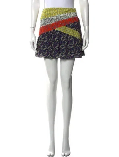 Pre-owned Ramy Brook Paisley Print Mini Skirt In Blue/yellow
