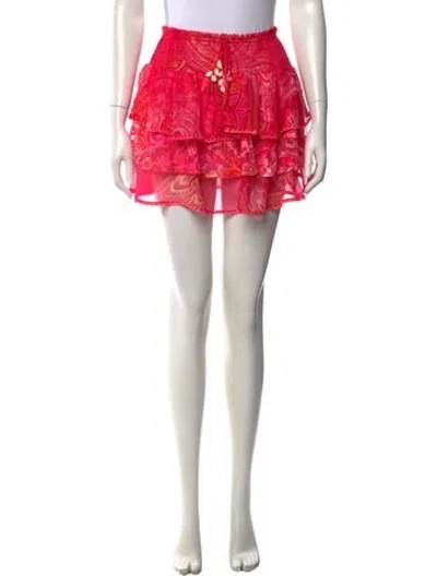 Pre-owned Ramy Brook Paisley Print Mini Skirt In Pink
