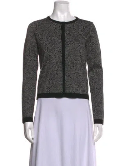 Pre-owned Ramy Brook Paisley Print Open Front Sweater W/ Tags In Grey