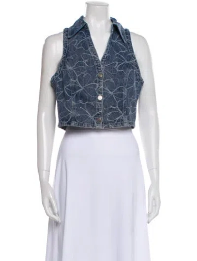 Pre-owned Ramy Brook Paisley Print Sleeveless Crop Top In Multi