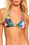 Ramy Brook Palm Jane Halter Bikini Top In Multi Combo Blue