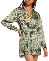 Ramy Brook Palmer Floral Long Sleeve Mini Shirtdress In Dark Sage Combo Autumn Burnout