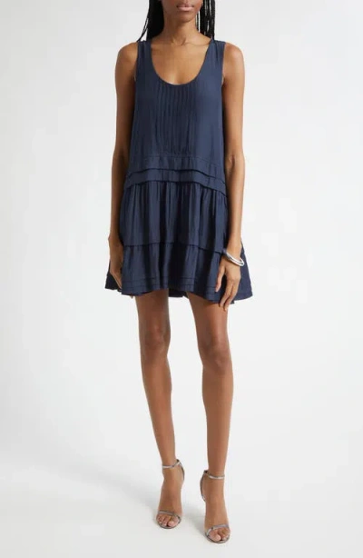 Ramy Brook Paola Pleat Minidress In Blue
