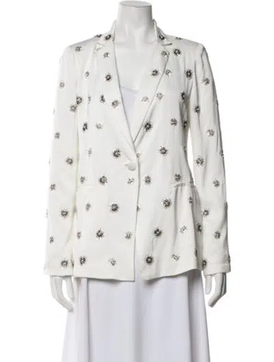 Pre-owned Ramy Brook Patterned Blazer In White