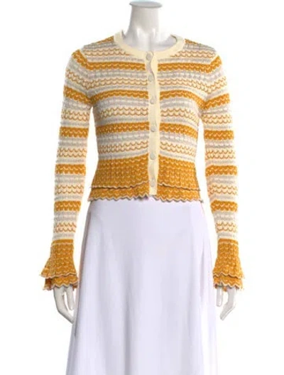 Pre-owned Ramy Brook Patterned Crew Neck Sweater W/ Tags In Yellow