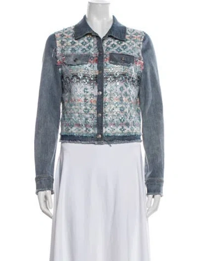 Pre-owned Ramy Brook Patterned Denim Jacket In Blue