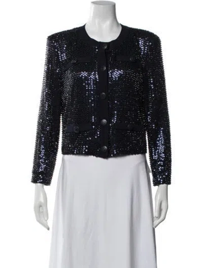 Pre-owned Ramy Brook Patterned Evening Jacket In Blue