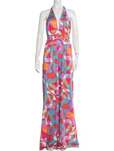 Pre-owned Ramy Brook Patterned Halterneck Jumpsuit In Multicolor
