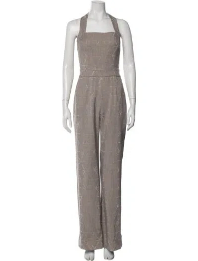 Pre-owned Ramy Brook Patterned Halterneck Jumpsuit W/ Tags In Neutrals