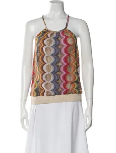 Pre-owned Ramy Brook Patterned Halterneck Top In Blue