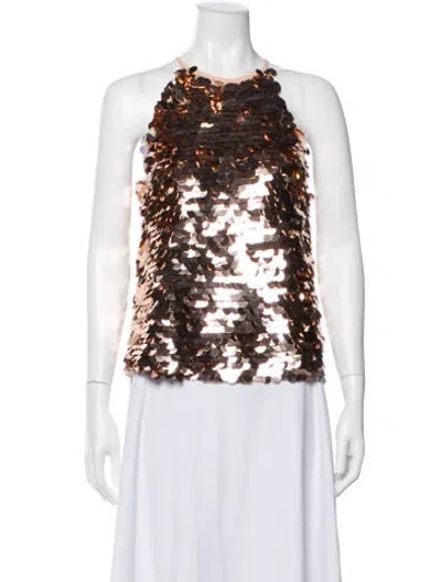 Pre-owned Ramy Brook Patterned Halterneck Top In Brown