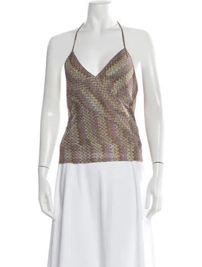 Pre-owned Ramy Brook Patterned Halterneck Top In Multicolor