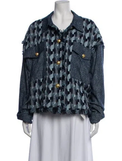 Pre-owned Ramy Brook Patterned Jacket In Blue