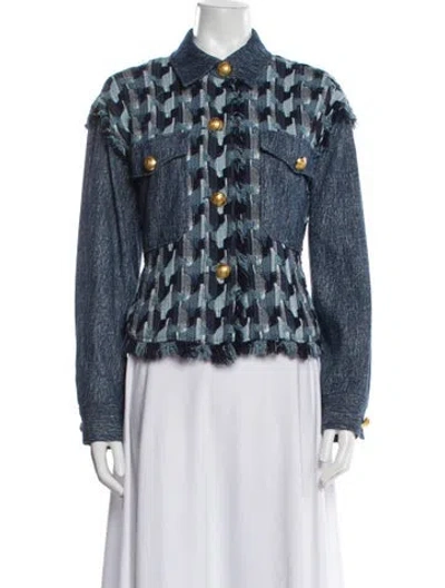 Pre-owned Ramy Brook Patterned Jacket In Blue